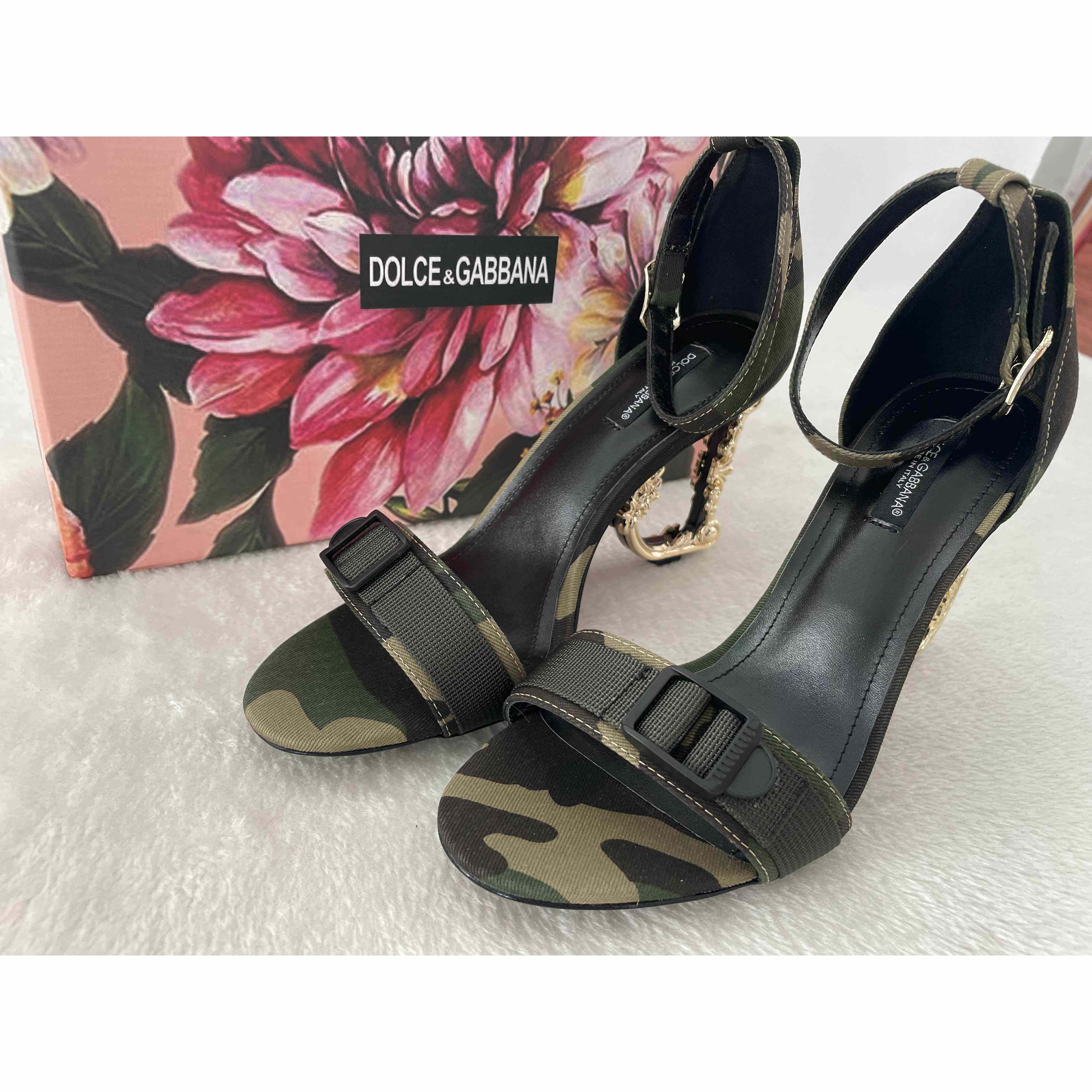 Dolce & Gabbana  Baroque DG Sandals In Camouflage Patchwork - EUR FASHION