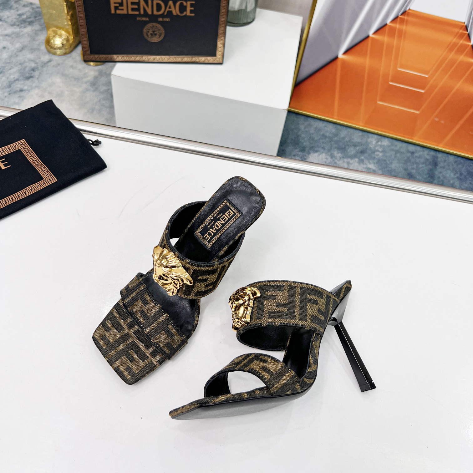 Versace Fendace  FF Jacquard Mules - EUR FASHION