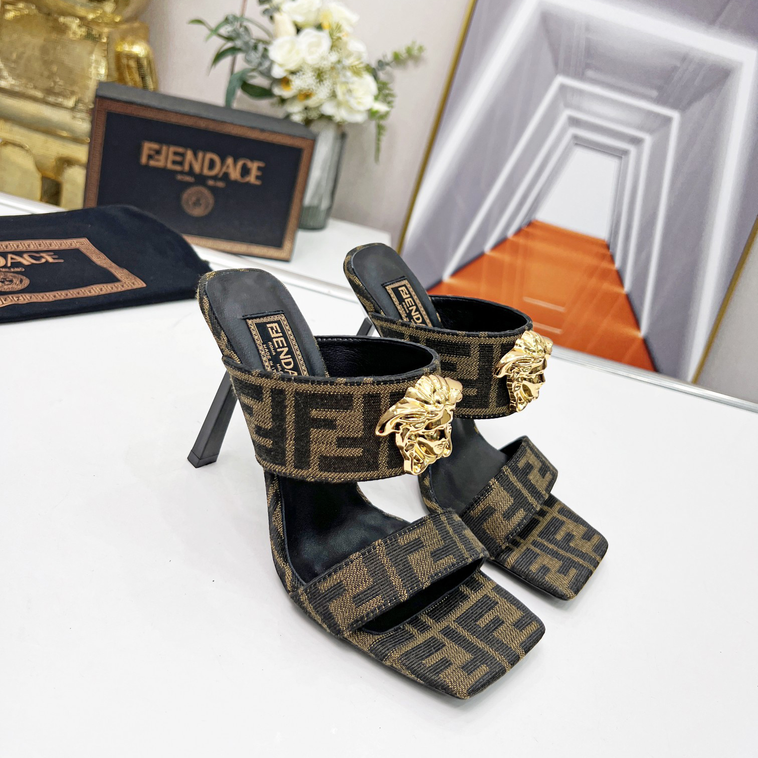 Versace Fendace  FF Jacquard Mules - EUR FASHION