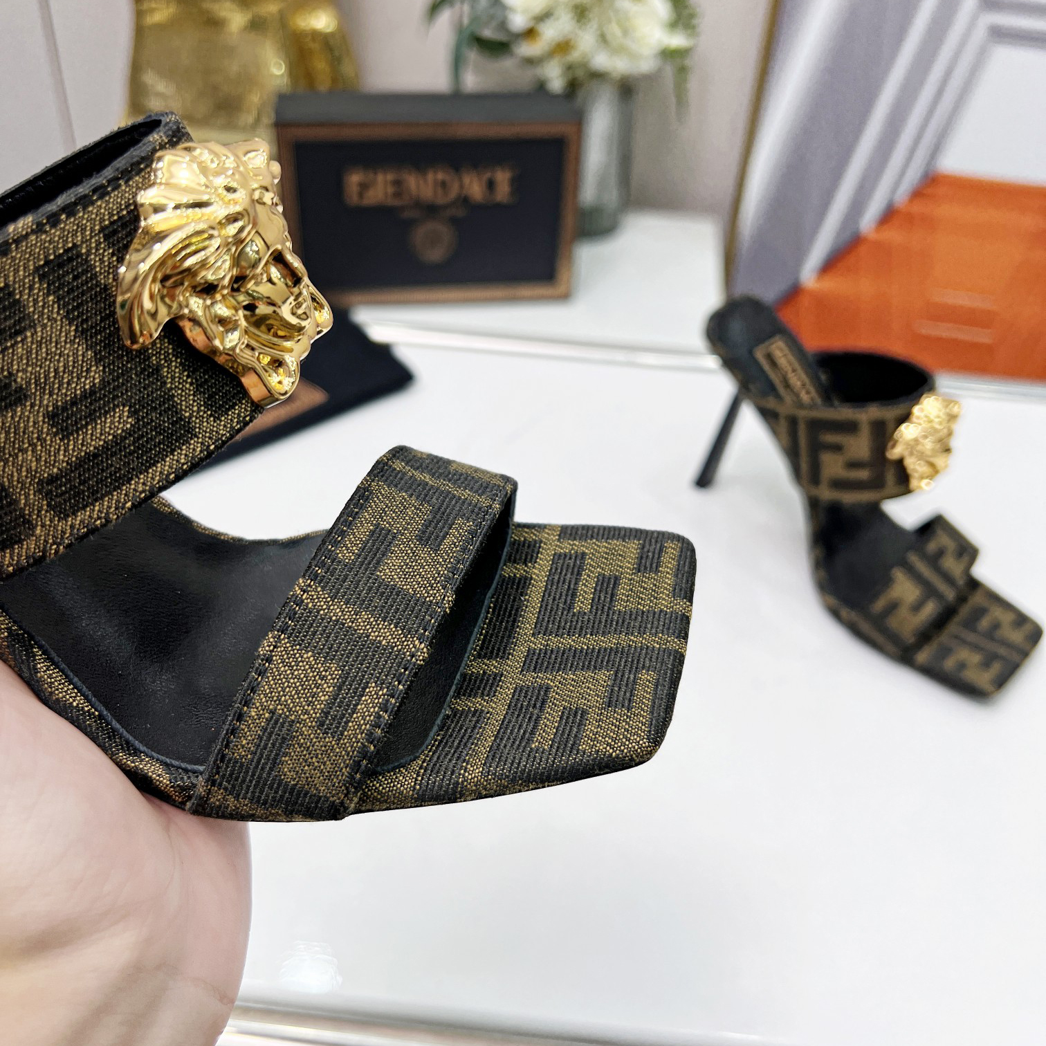 Versace Fendace  FF Jacquard Mules - EUR FASHION