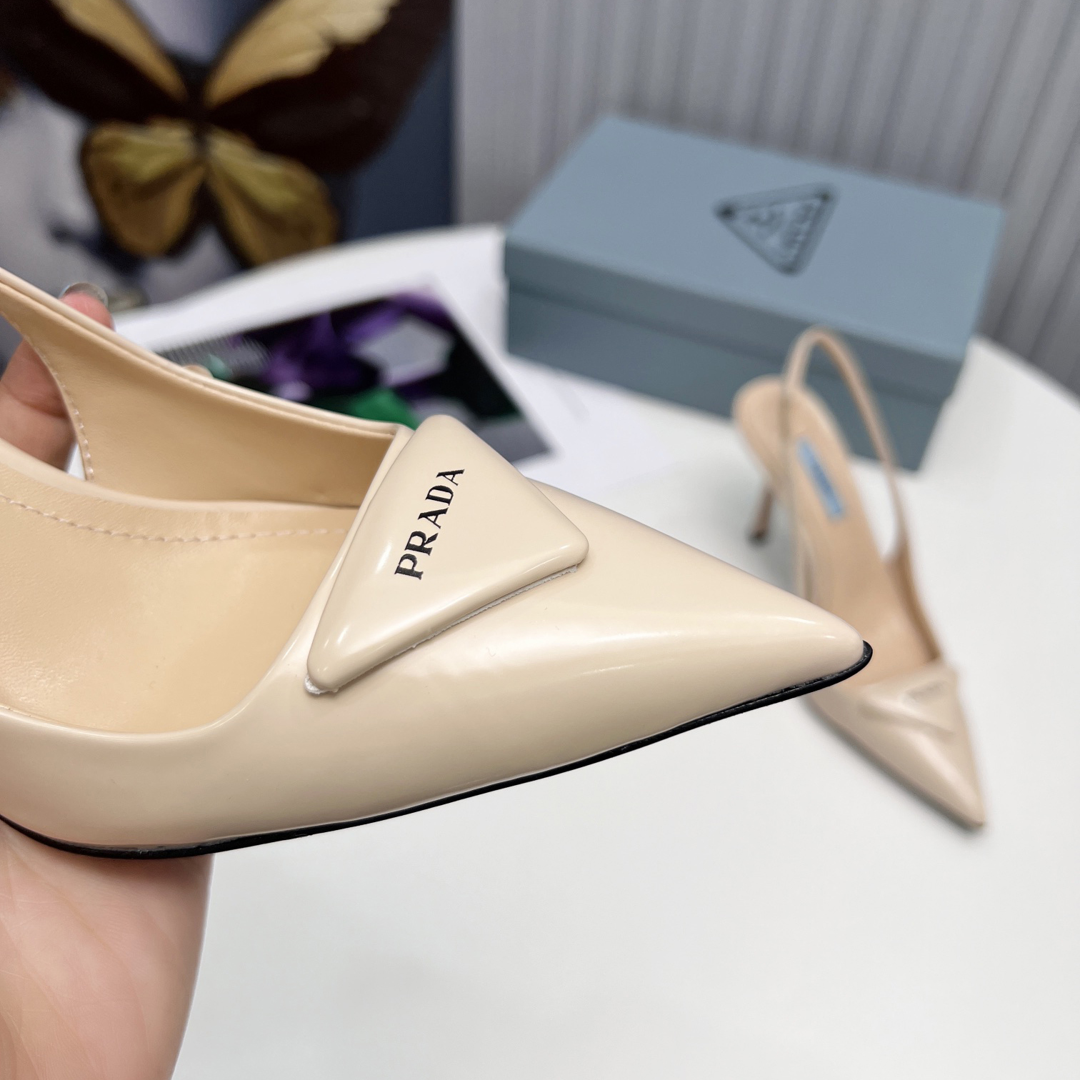 Prada Brushed Leather Slingback Pumps  - EUR FASHION