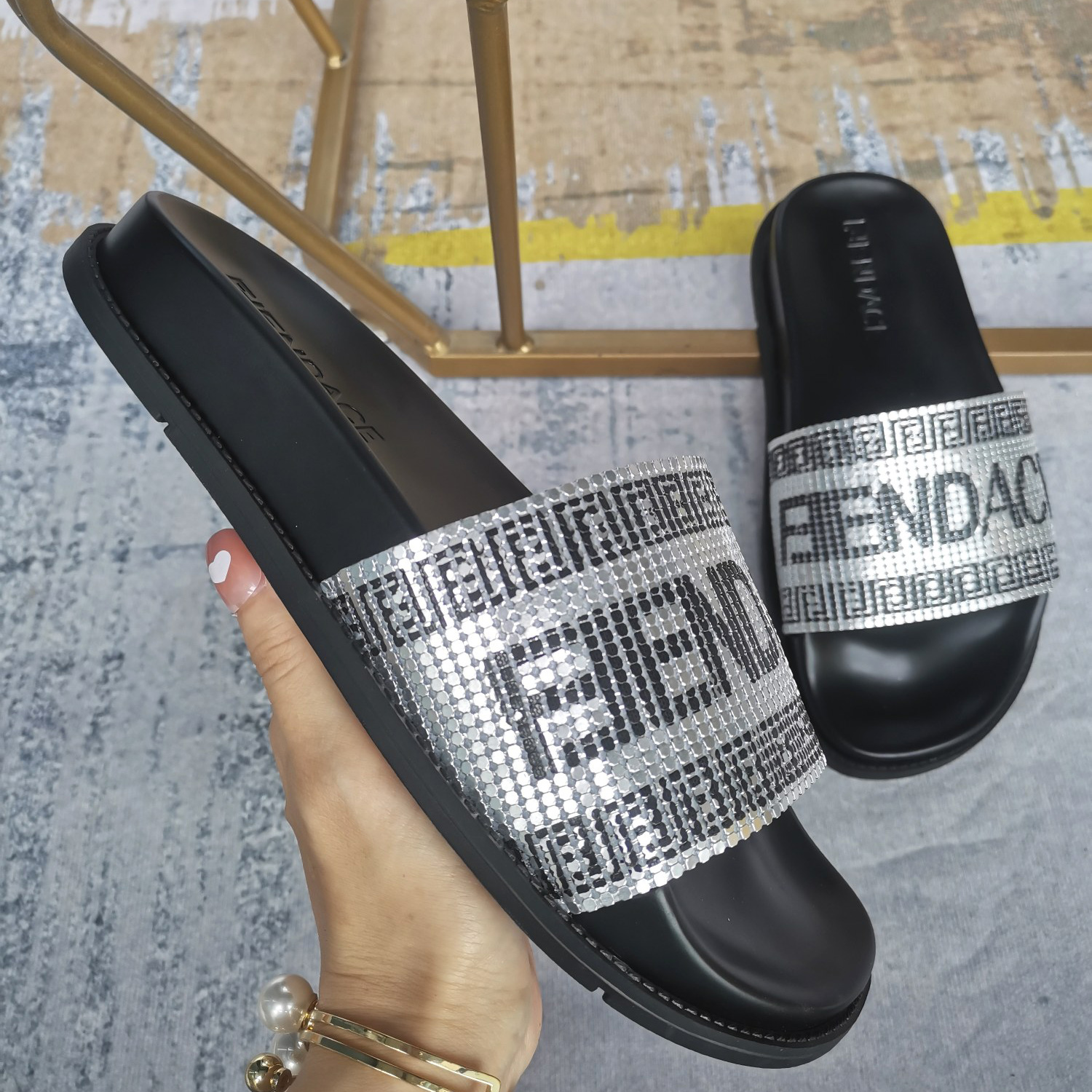 Versace x Fendi Fendace Logo Sandals  - EUR FASHION