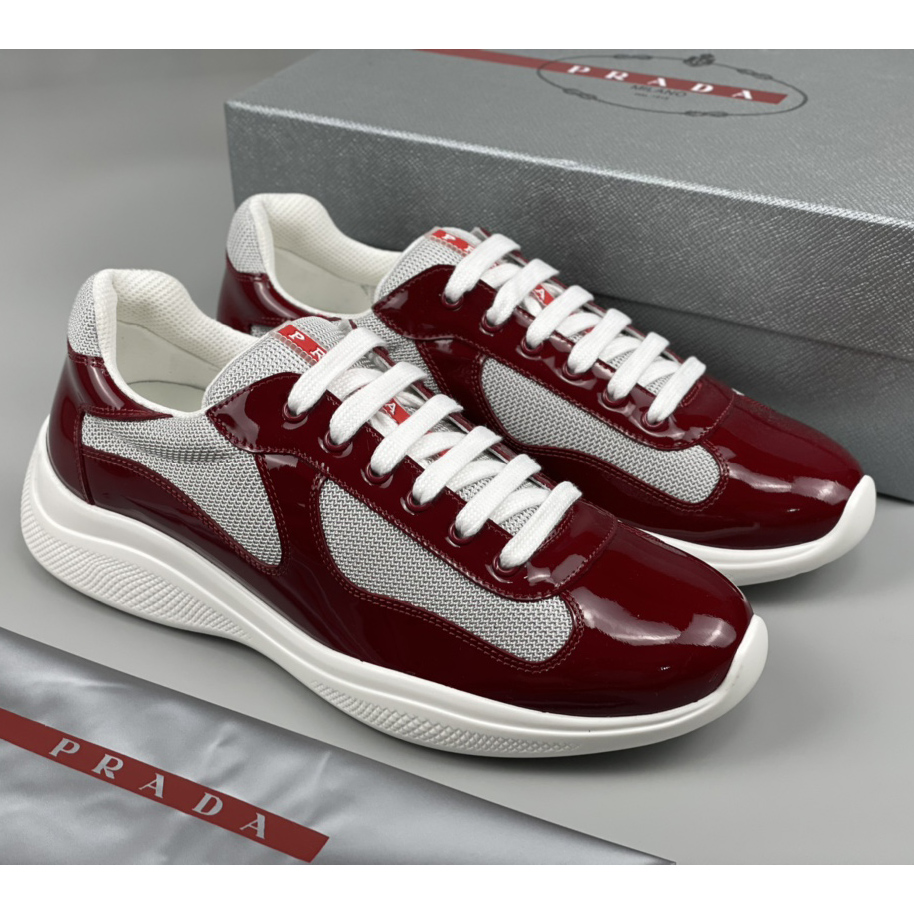 Prada Male America's Cup Sneaker In Ruby Red/White - EUR FASHION