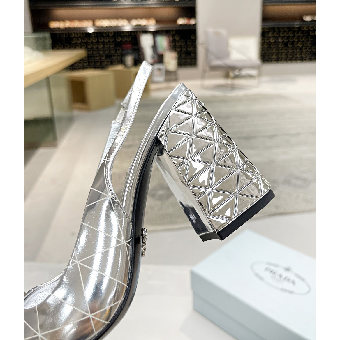 Prada Metallic Leather Slingback Pumps - EUR FASHION