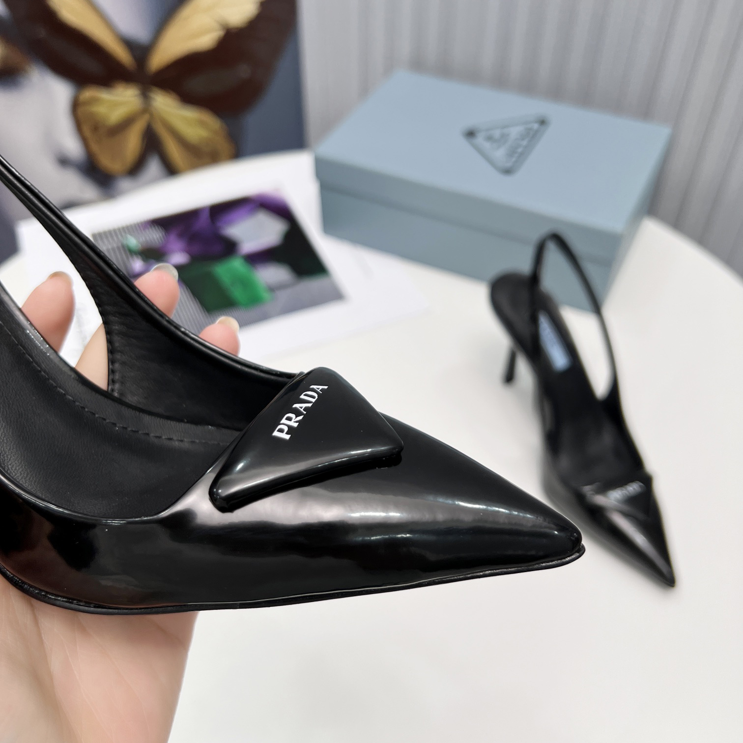 Prada Brushed Leather Slingback Pumps - EUR FASHION