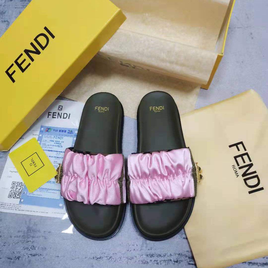 Fendi Fendi Feel Pink Satin Slides - EUR FASHION