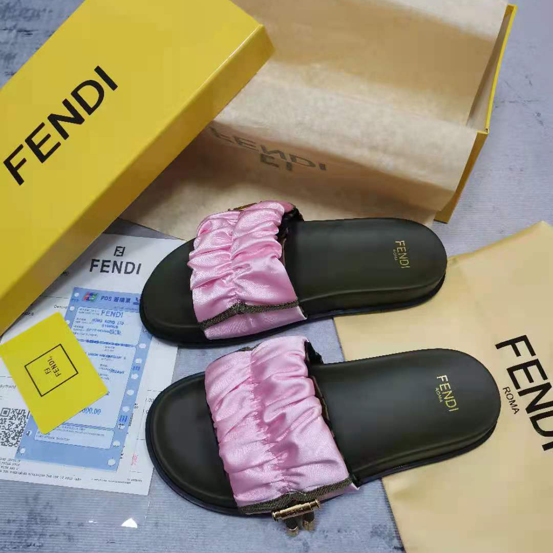 Fendi Fendi Feel Pink Satin Slides - EUR FASHION