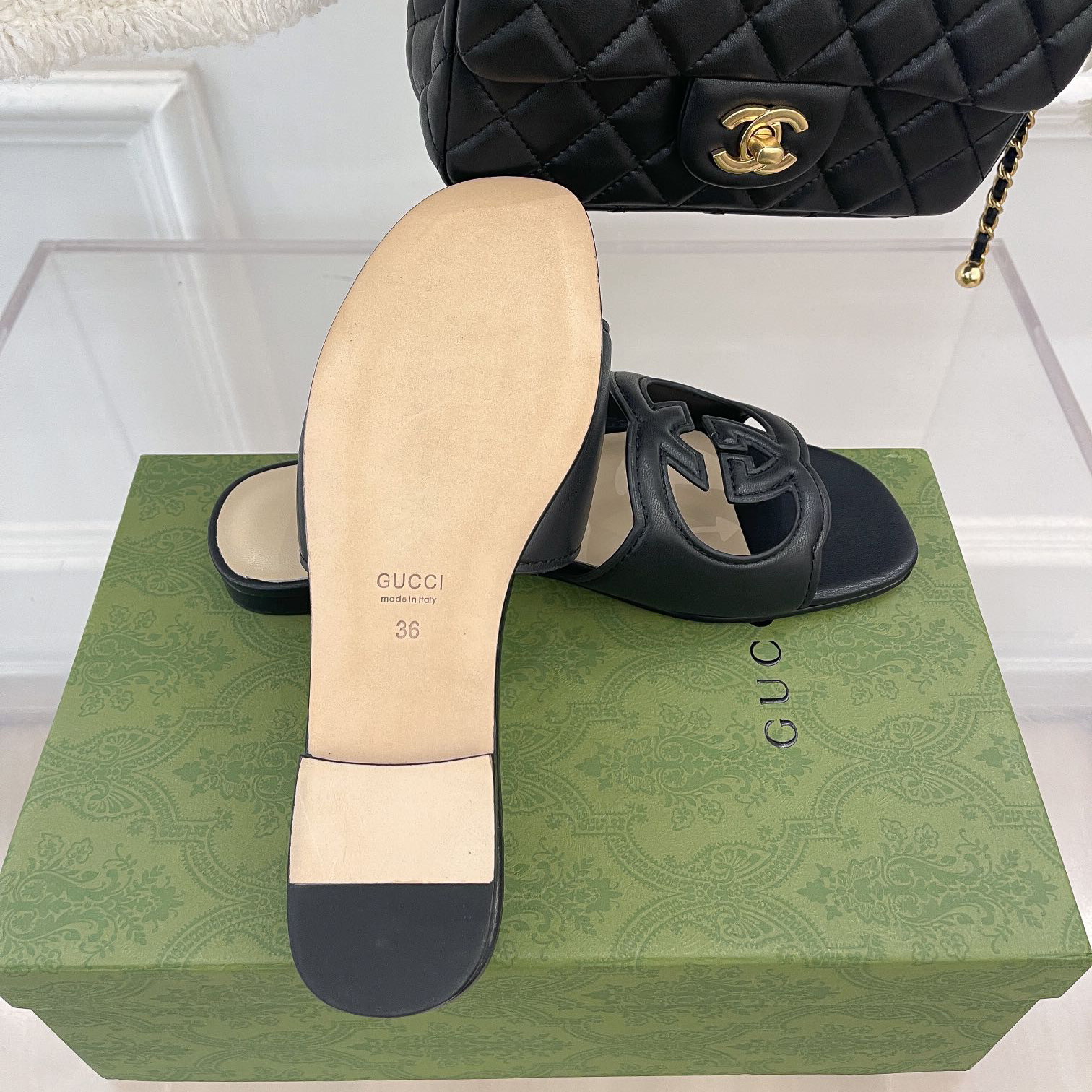 Gucci Women's Interlocking G Cut-Out Slide Sandal - EUR FASHION