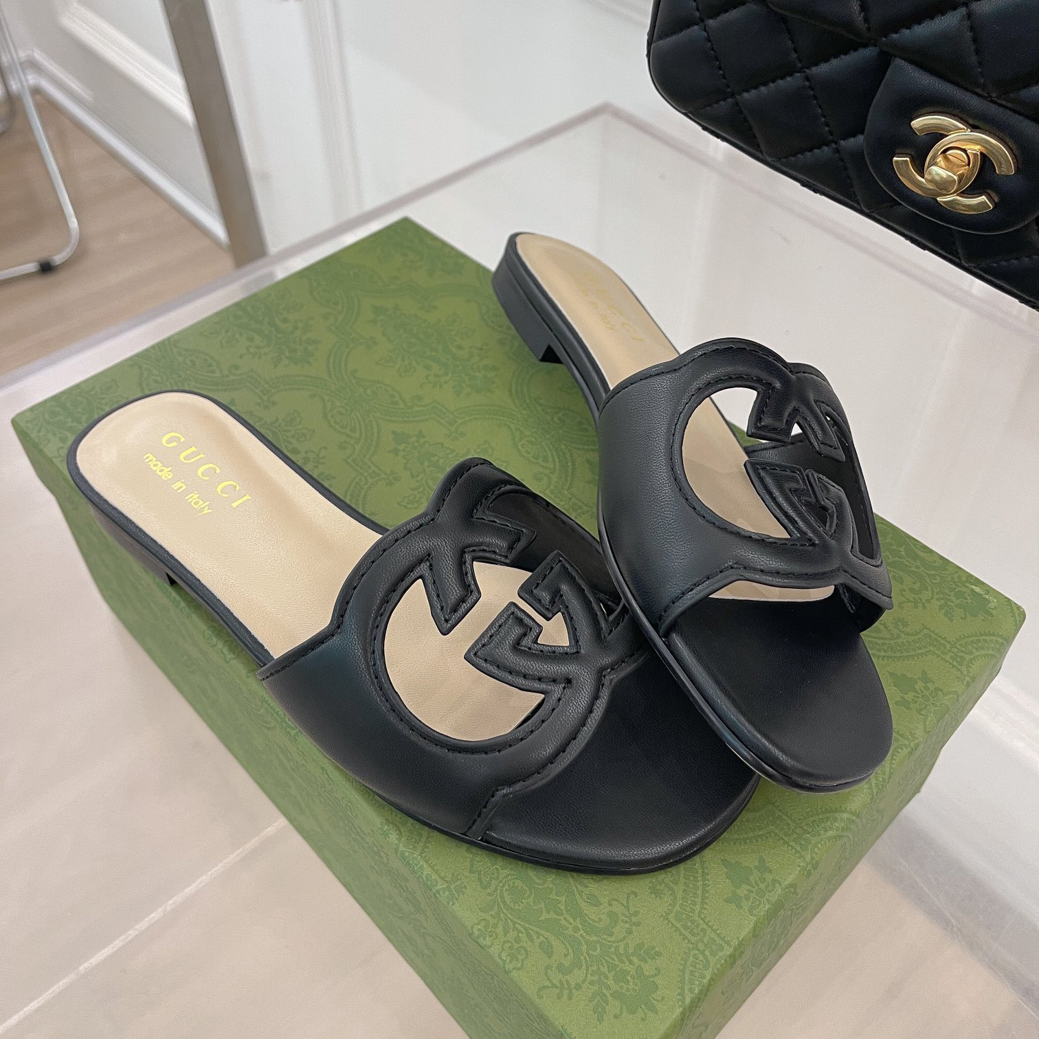 Gucci Women's Interlocking G Cut-Out Slide Sandal - EUR FASHION