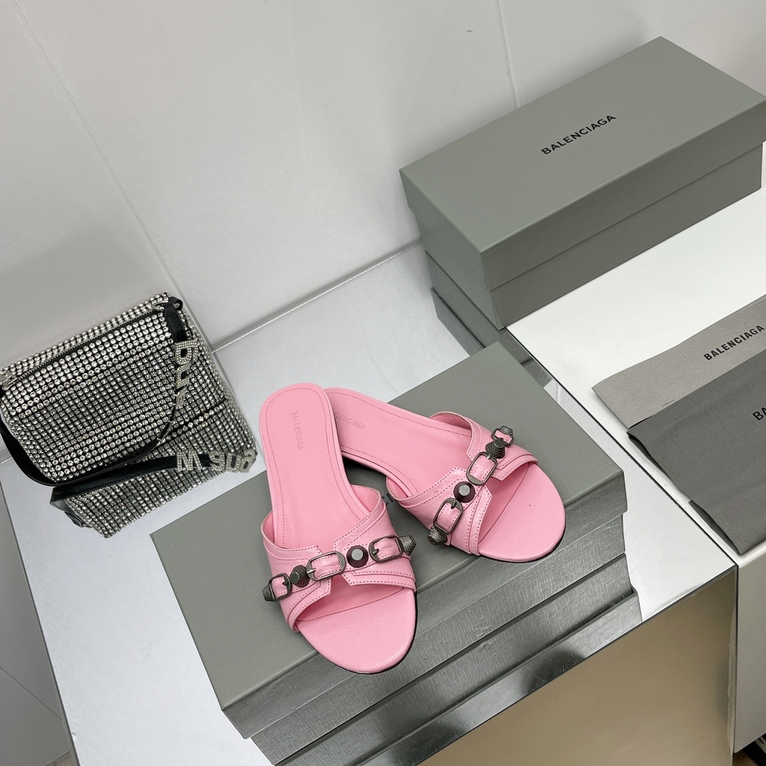 Balenciaga Cagole Sandal In Pink Arena Lambskin - EUR FASHION