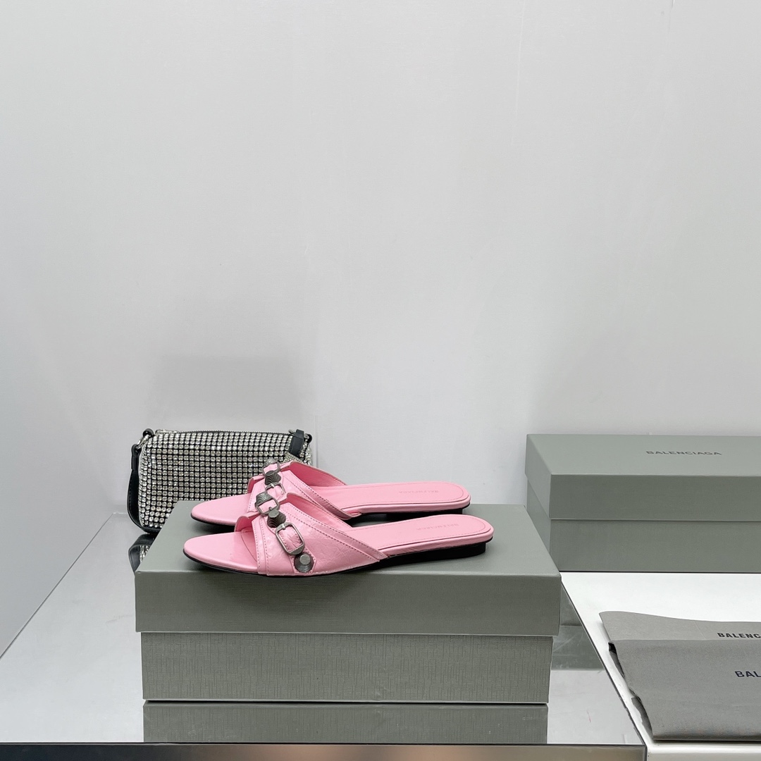 Balenciaga Cagole Sandal In Pink Arena Lambskin - EUR FASHION