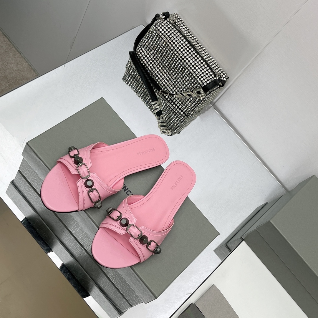 Balenciaga Cagole Sandal In Pink Arena Lambskin - EUR FASHION