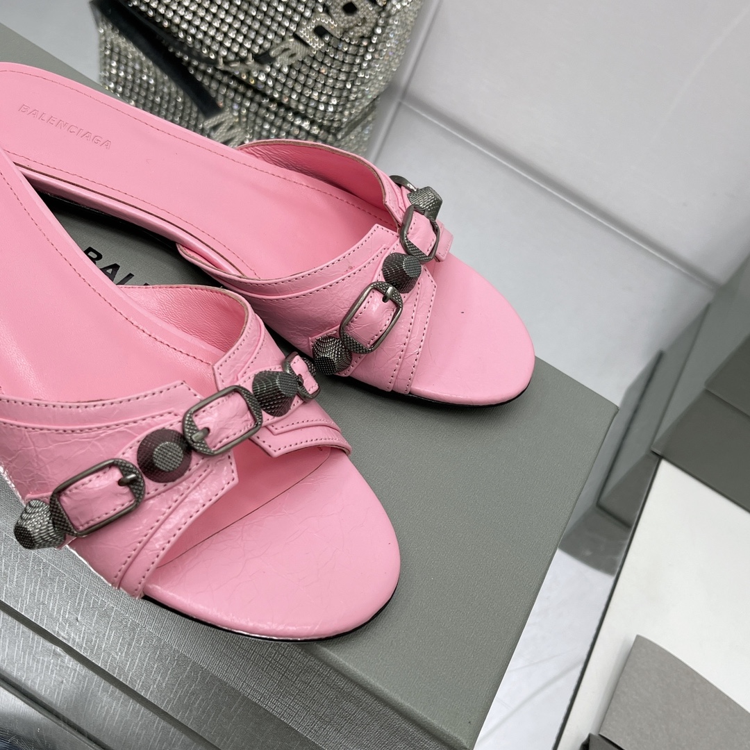 Balenciaga Cagole Sandal In Pink Arena Lambskin - EUR FASHION