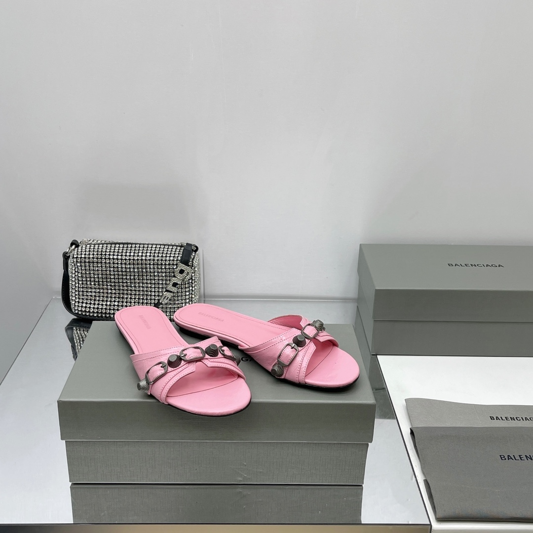 Balenciaga Cagole Sandal In Pink Arena Lambskin - EUR FASHION