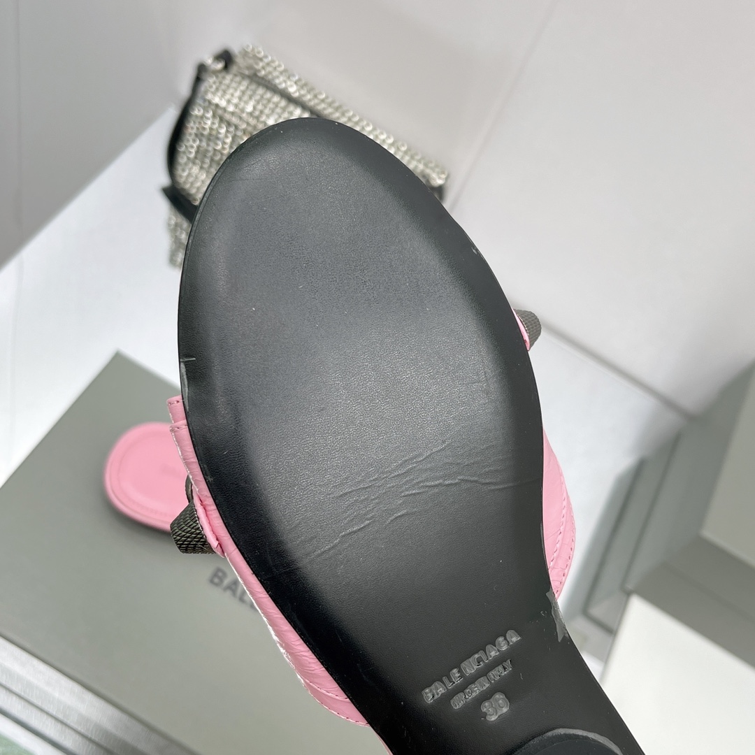 Balenciaga Cagole Sandal In Pink Arena Lambskin - EUR FASHION