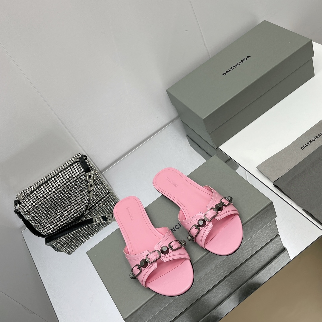 Balenciaga Cagole Sandal In Pink Arena Lambskin - EUR FASHION