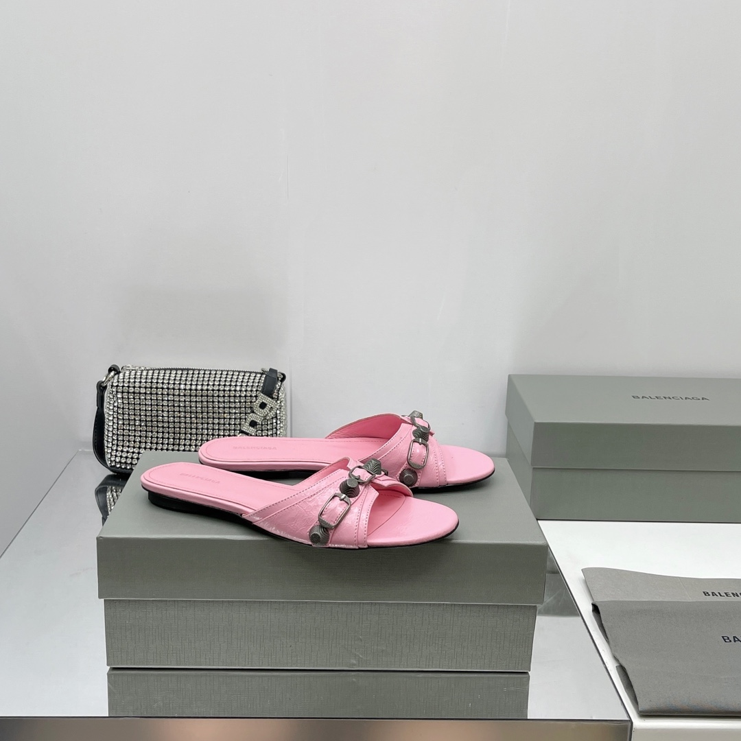 Balenciaga Cagole Sandal In Pink Arena Lambskin - EUR FASHION