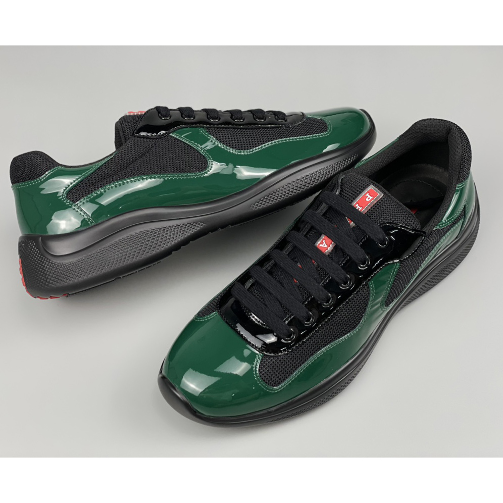 Prada Male America's Cup Sneaker In Bottle Green/Black - EUR FASHION