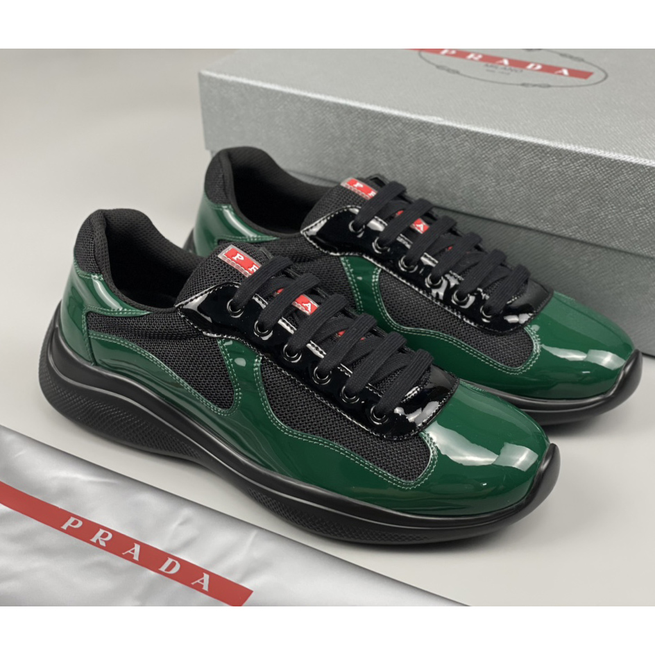 Prada Male America's Cup Sneaker In Bottle Green/Black - EUR FASHION