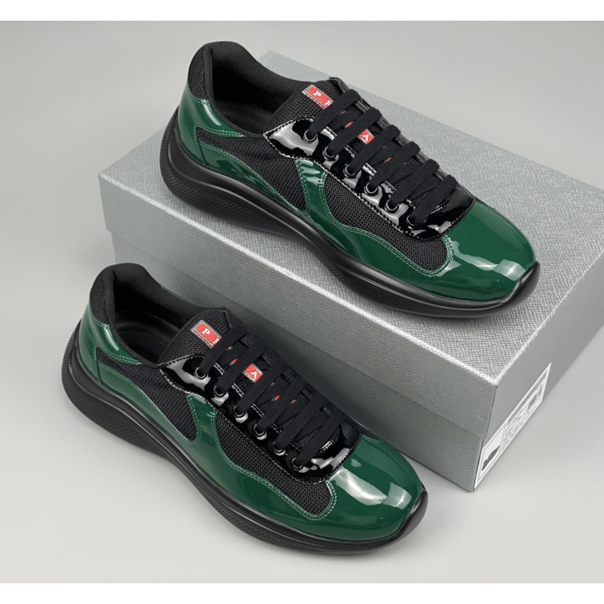 Prada Male America's Cup Sneaker In Bottle Green/Black - EUR FASHION