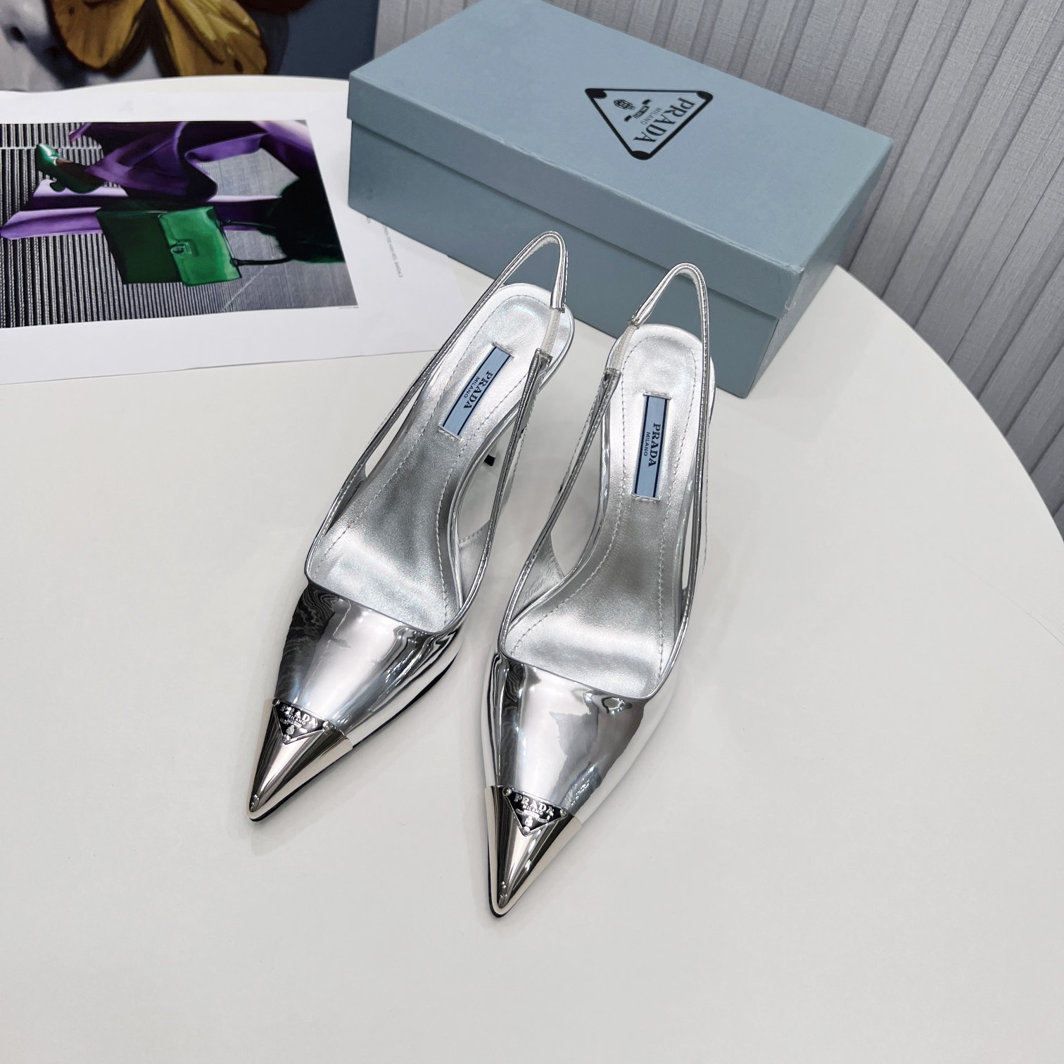 Prada Brushed Leather Slingback Pumps  - EUR FASHION