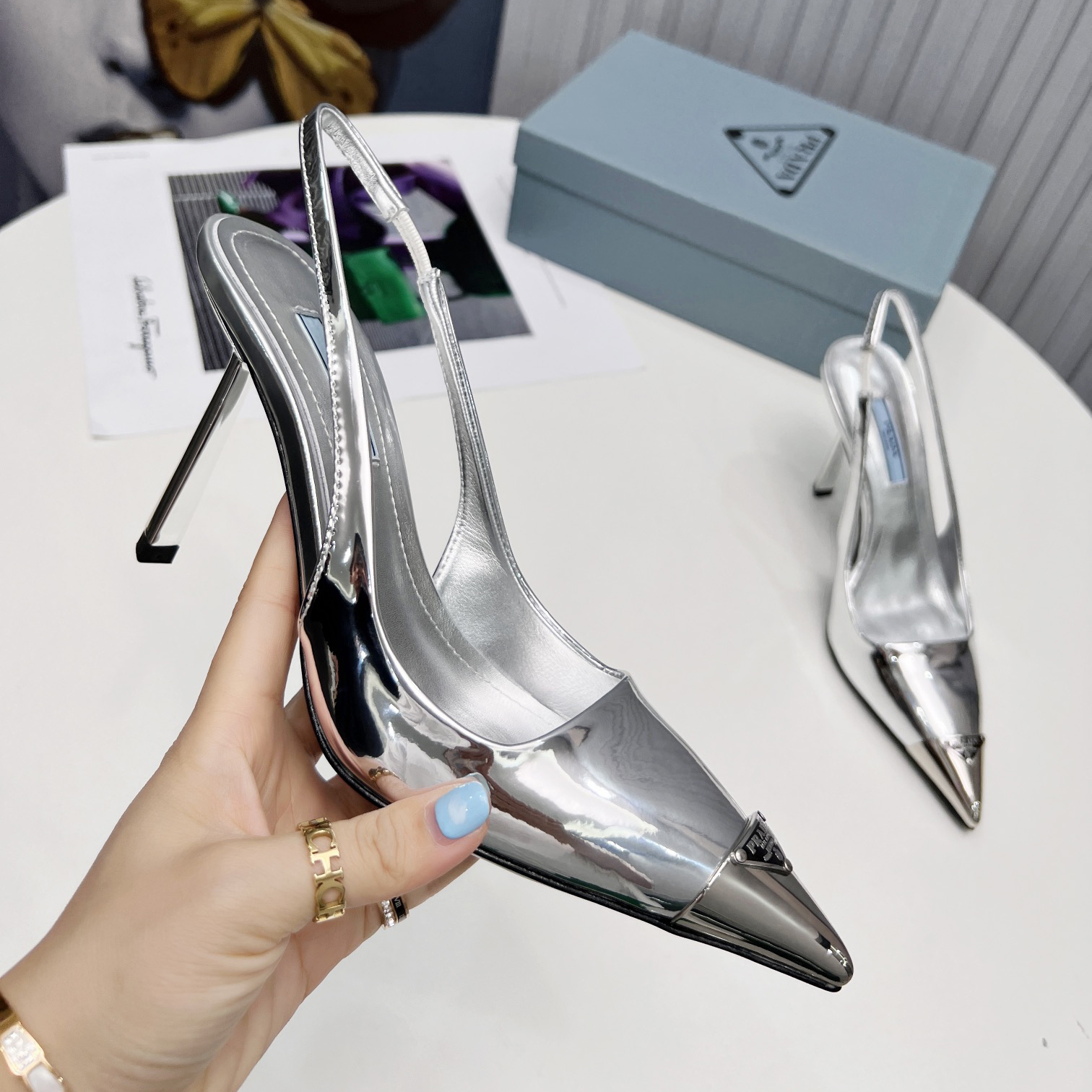 Prada Brushed Leather Slingback Pumps  - EUR FASHION