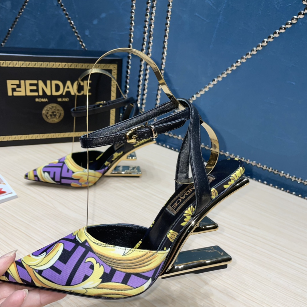 Fendi x Versace Fendace Printed Silk High-Heeled Slingbacks - EUR FASHION