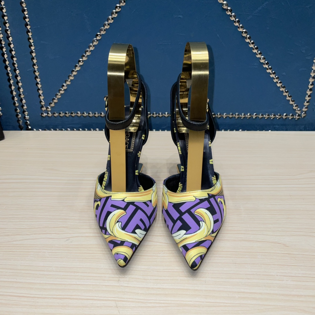 Fendi x Versace Fendace Printed Silk High-Heeled Slingbacks - EUR FASHION