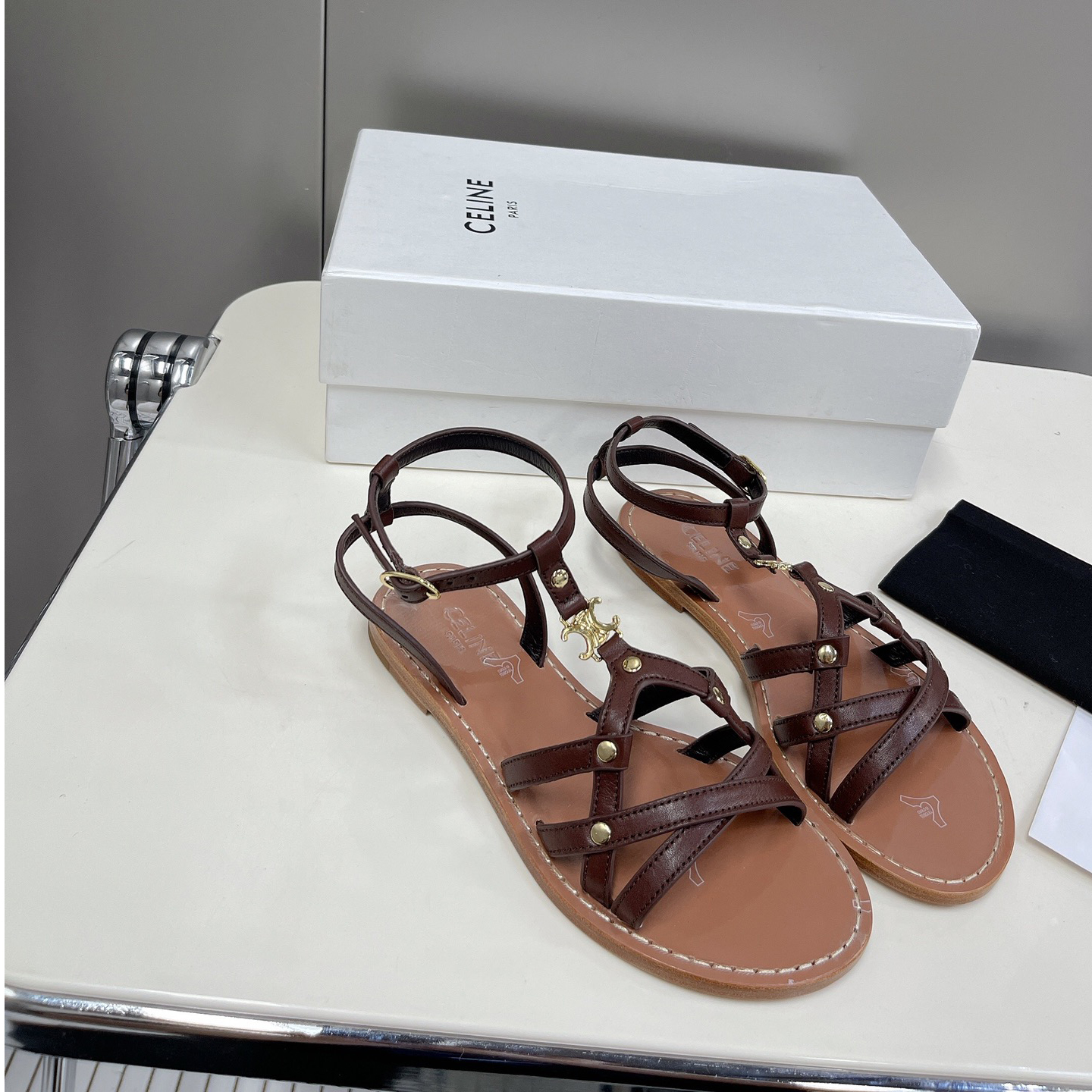 Celine Taillat Triomphe Sandal In Light Brown - EUR FASHION