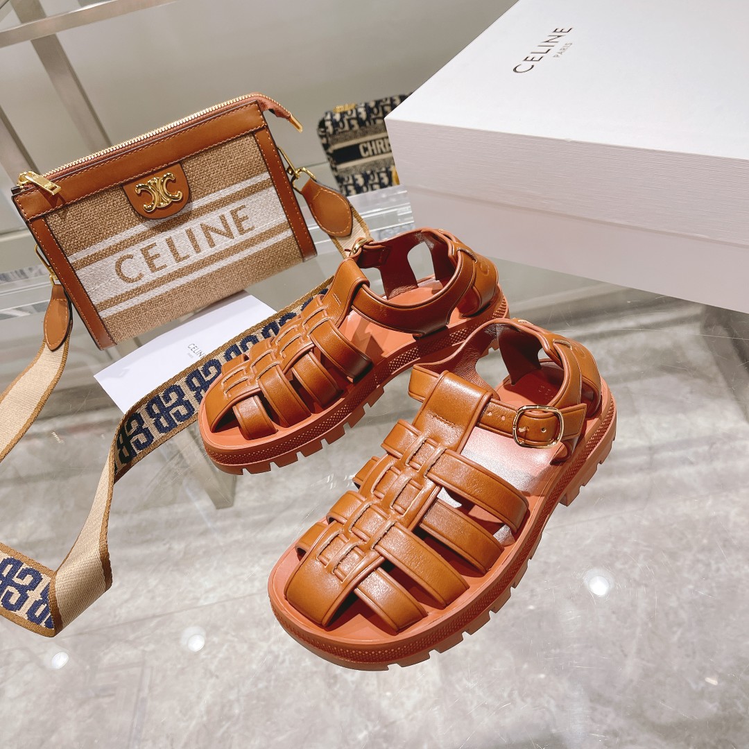 Celine Clea Chunky Sandal  In Calfskin - EUR FASHION