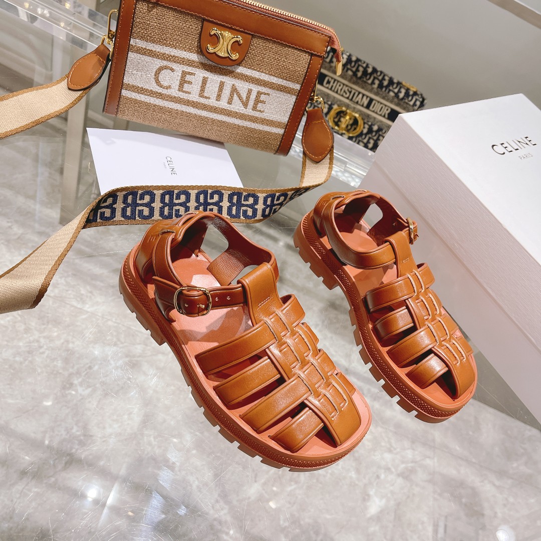 Celine Clea Chunky Sandal  In Calfskin - EUR FASHION