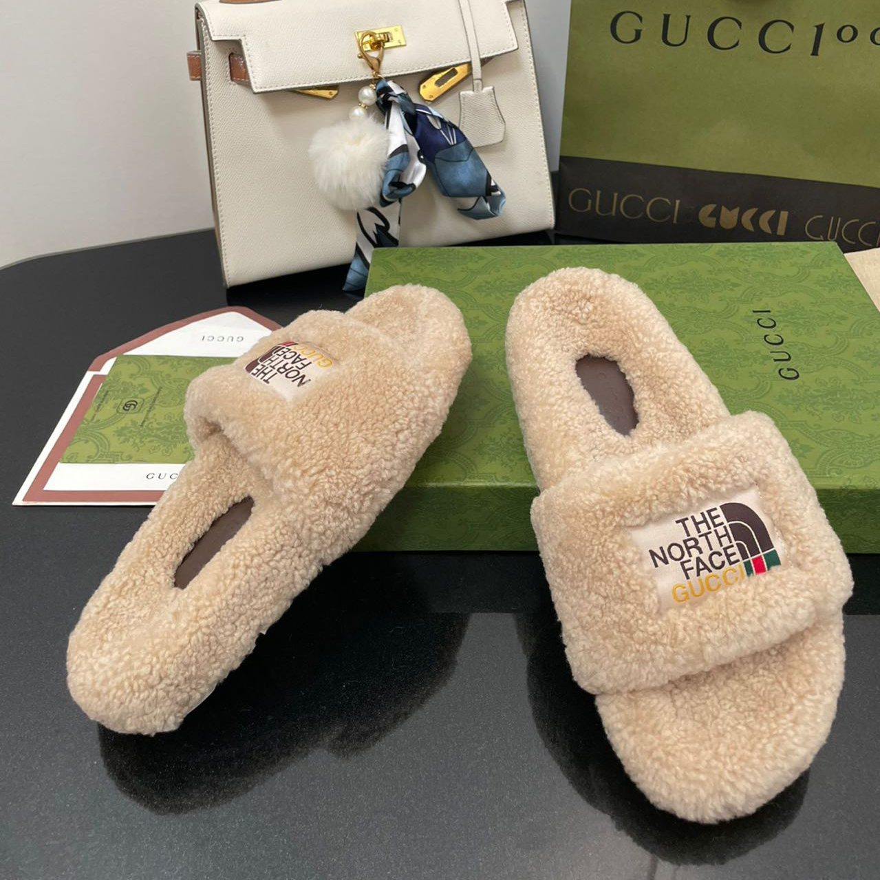 Gucci x The North Face Women's Slide Sandal With Wool - EUR FASHION