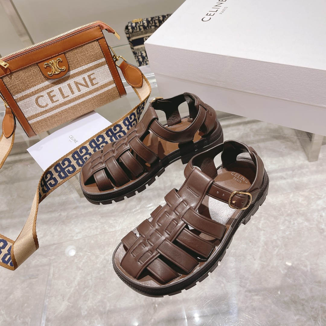 Celine Clea Chunky Sandal  In Calfskin - EUR FASHION