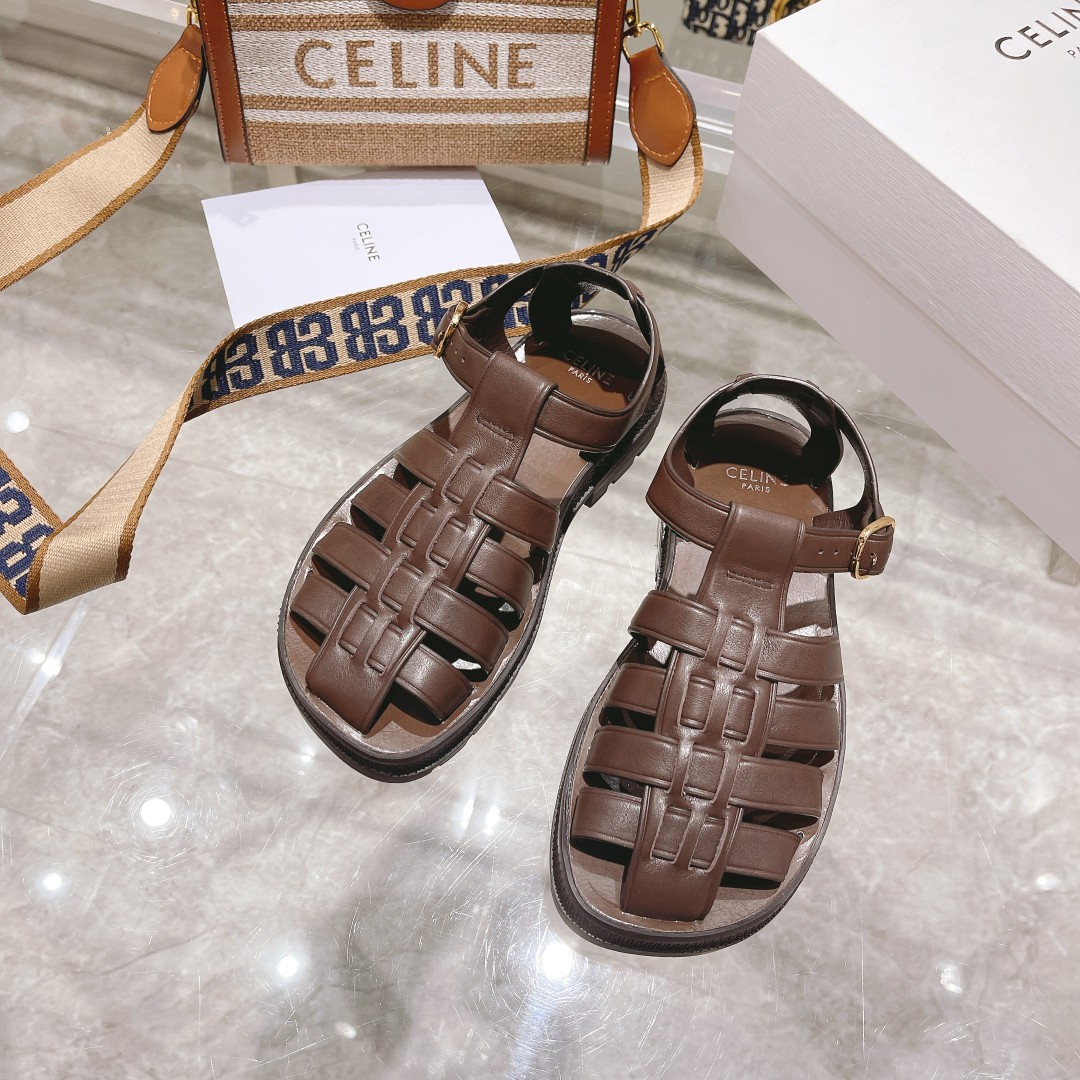 Celine Clea Chunky Sandal  In Calfskin - EUR FASHION