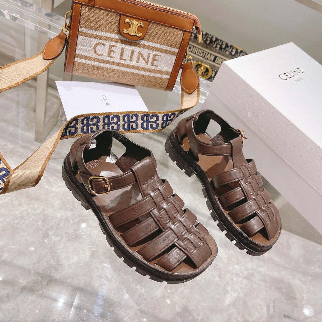 Celine Clea Chunky Sandal  In Calfskin - EUR FASHION