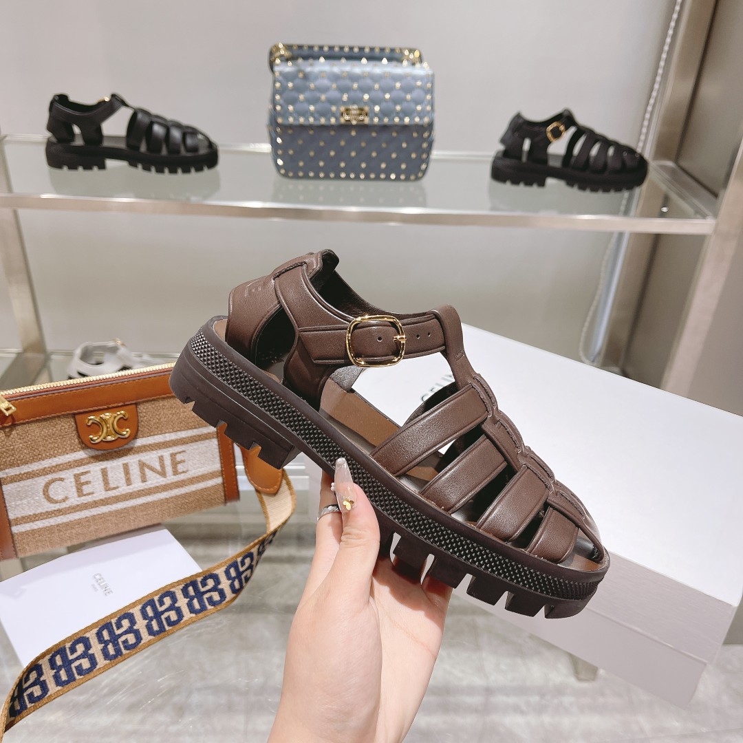 Celine Clea Chunky Sandal  In Calfskin - EUR FASHION