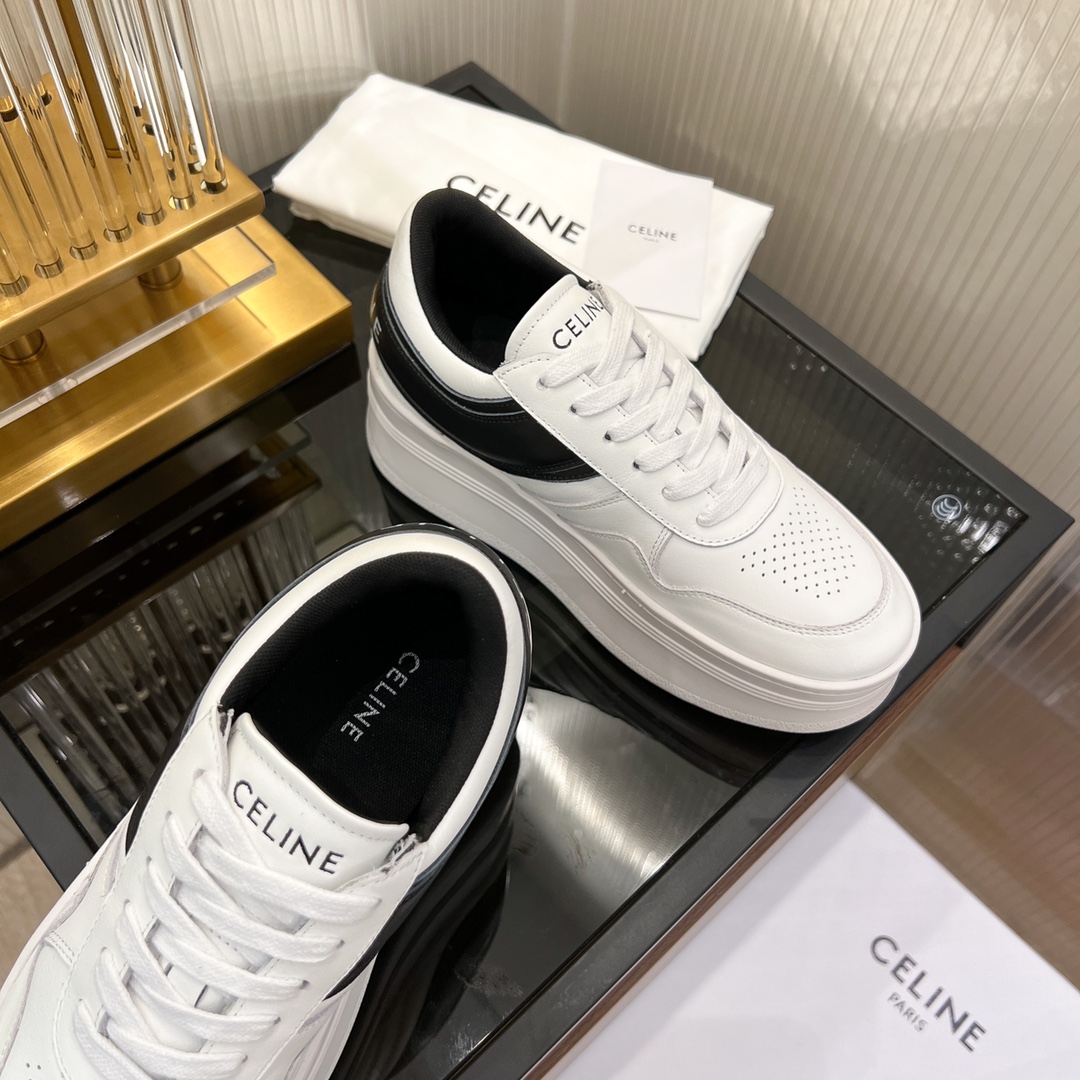 Celine Block Sneakers With Wedge Outsole In Clafskin    - EUR FASHION