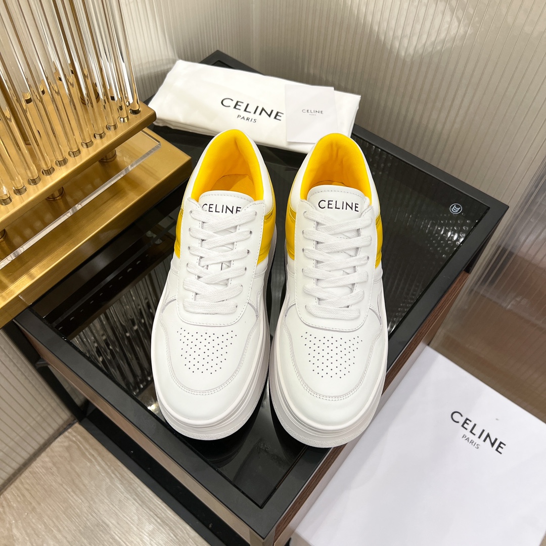 Celine Block Sneakers With Wedge Outsole In Clafskin    - EUR FASHION