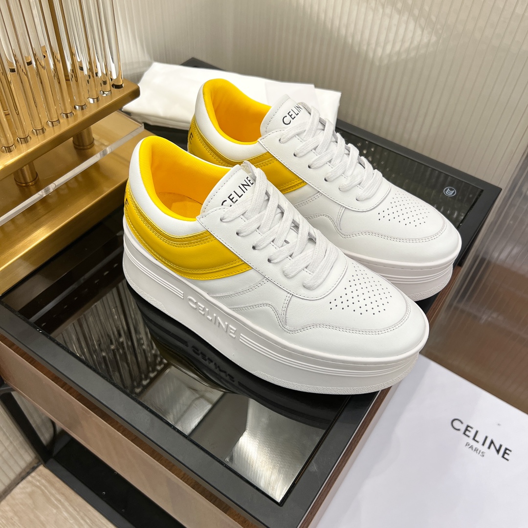 Celine Block Sneakers With Wedge Outsole In Clafskin    - EUR FASHION