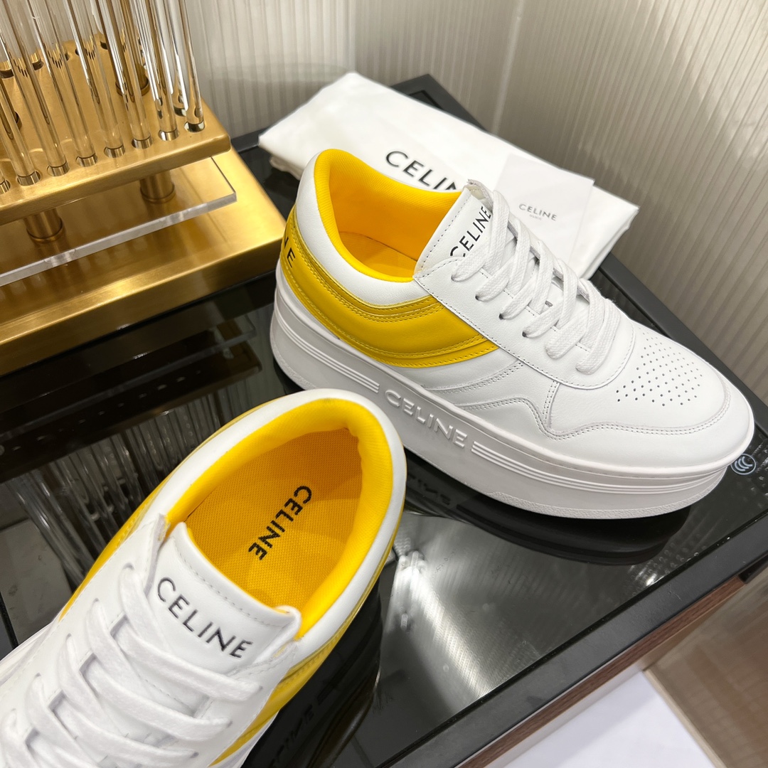 Celine Block Sneakers With Wedge Outsole In Clafskin    - EUR FASHION