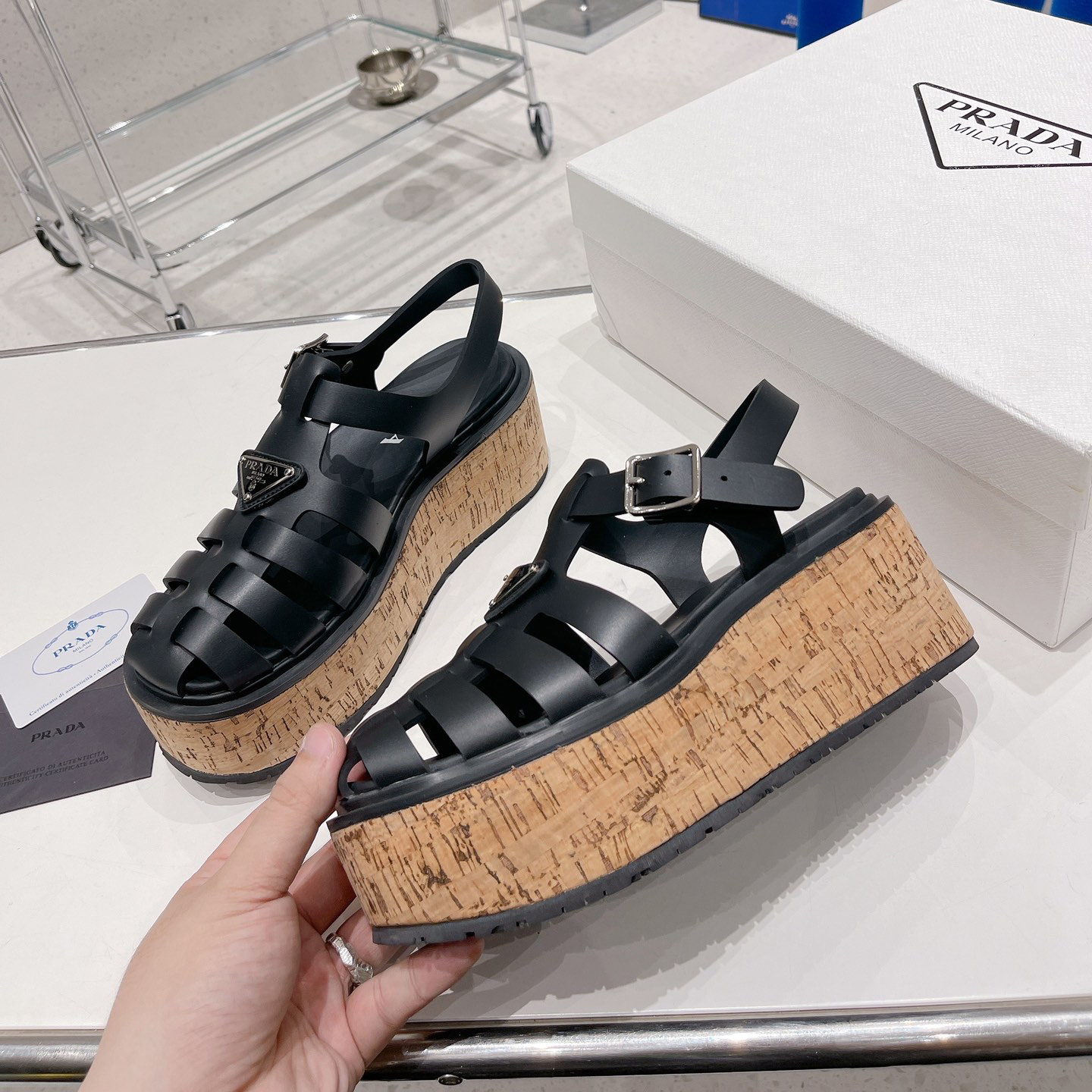 Prada Rubber Wedge Platform Sandals - EUR FASHION