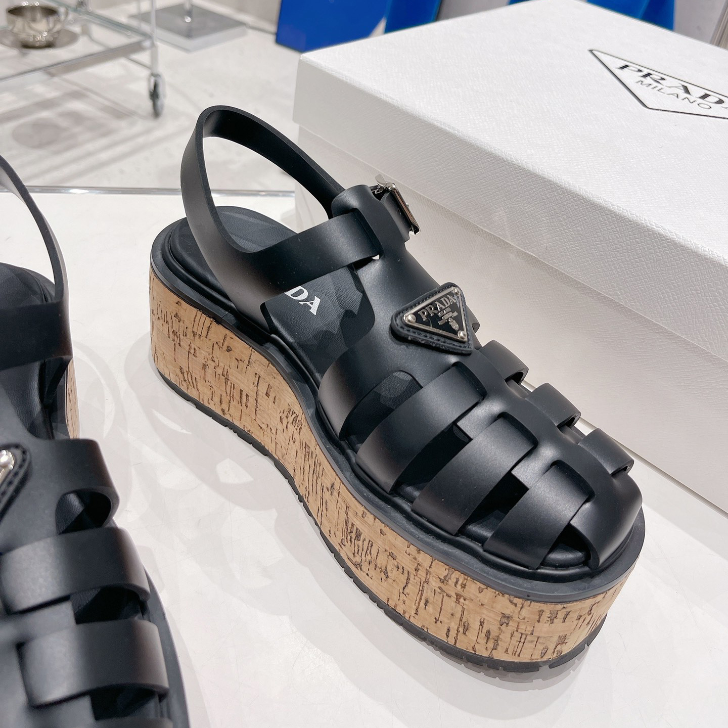 Prada Rubber Wedge Platform Sandals - EUR FASHION