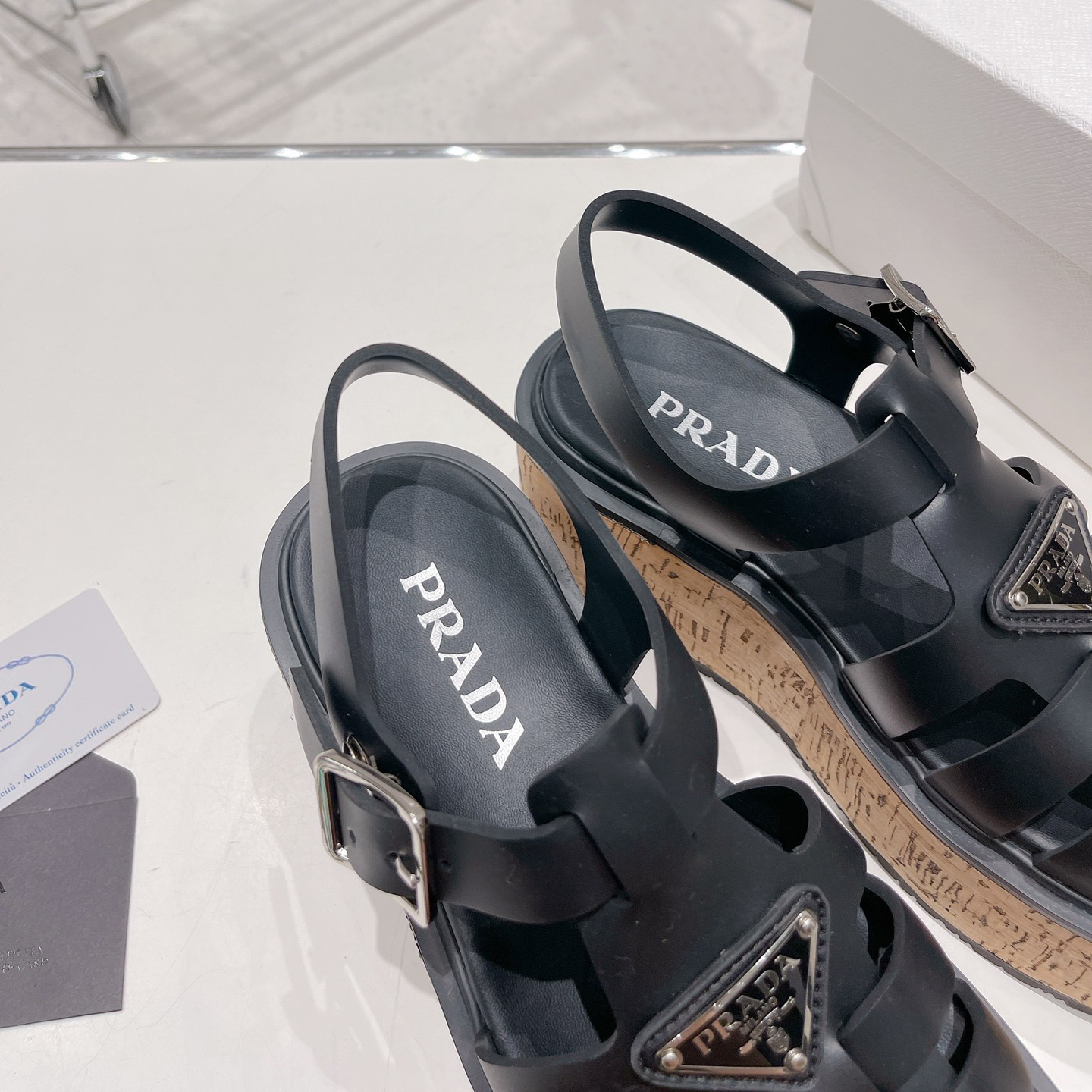 Prada Rubber Wedge Platform Sandals - EUR FASHION