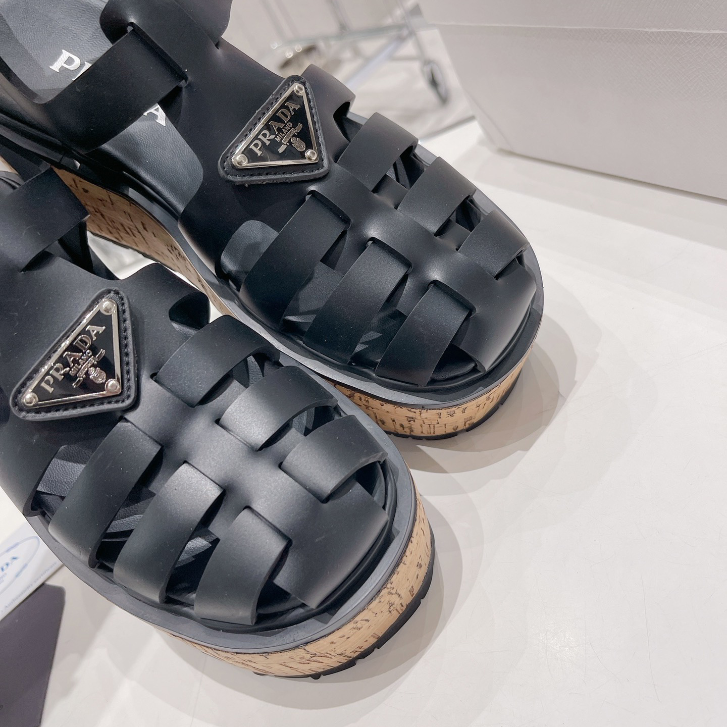 Prada Rubber Wedge Platform Sandals - EUR FASHION