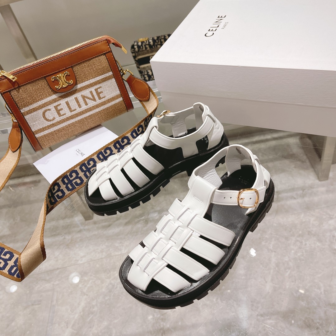 Celine Clea Chunky Sandal  In Calfskin - EUR FASHION