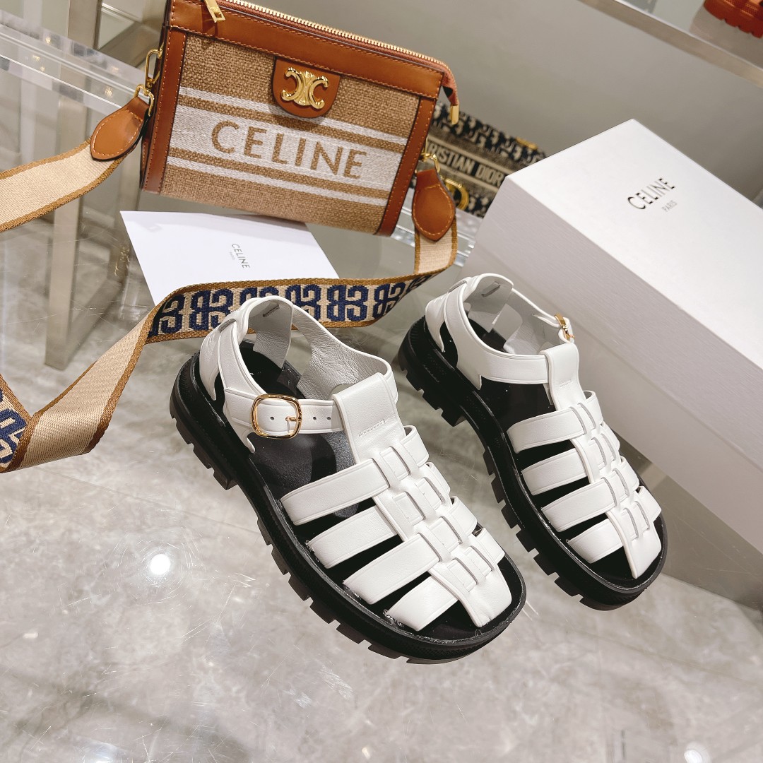 Celine Clea Chunky Sandal  In Calfskin - EUR FASHION