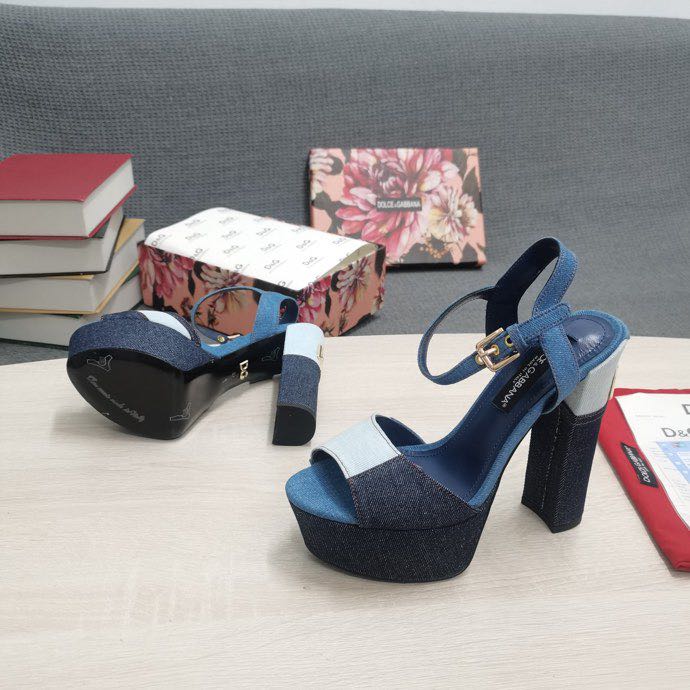 Dolce & Gabbana Runway Patchwork Denim Platform Sandals - EUR FASHION