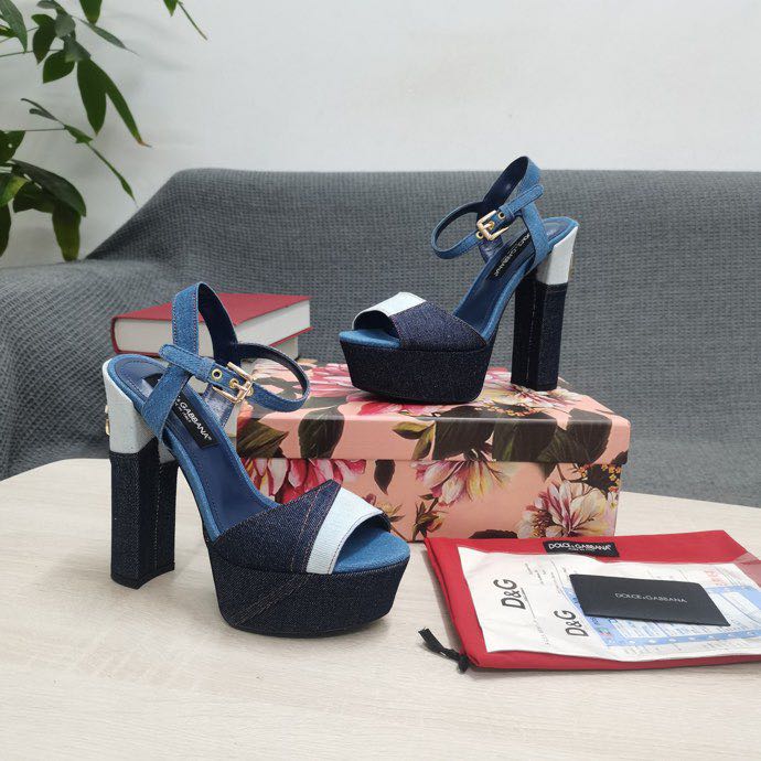 Dolce & Gabbana Runway Patchwork Denim Platform Sandals - EUR FASHION