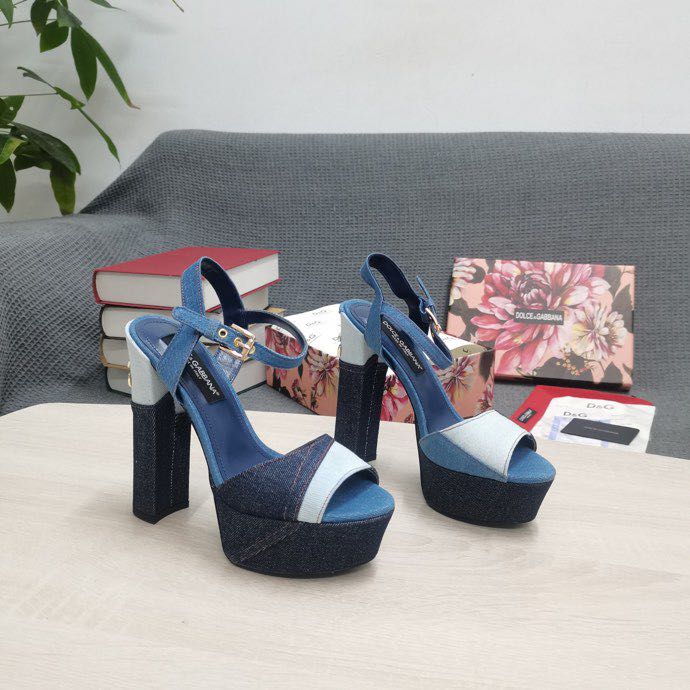 Dolce & Gabbana Runway Patchwork Denim Platform Sandals - EUR FASHION