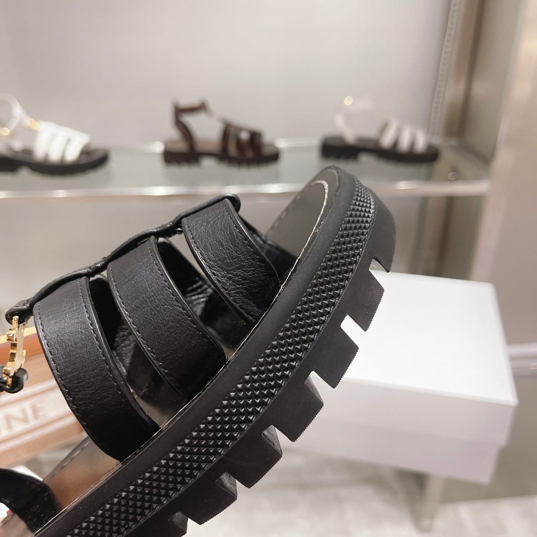 Celine Clea Triomphe Gladiator Chunky Sandal In Black - EUR FASHION